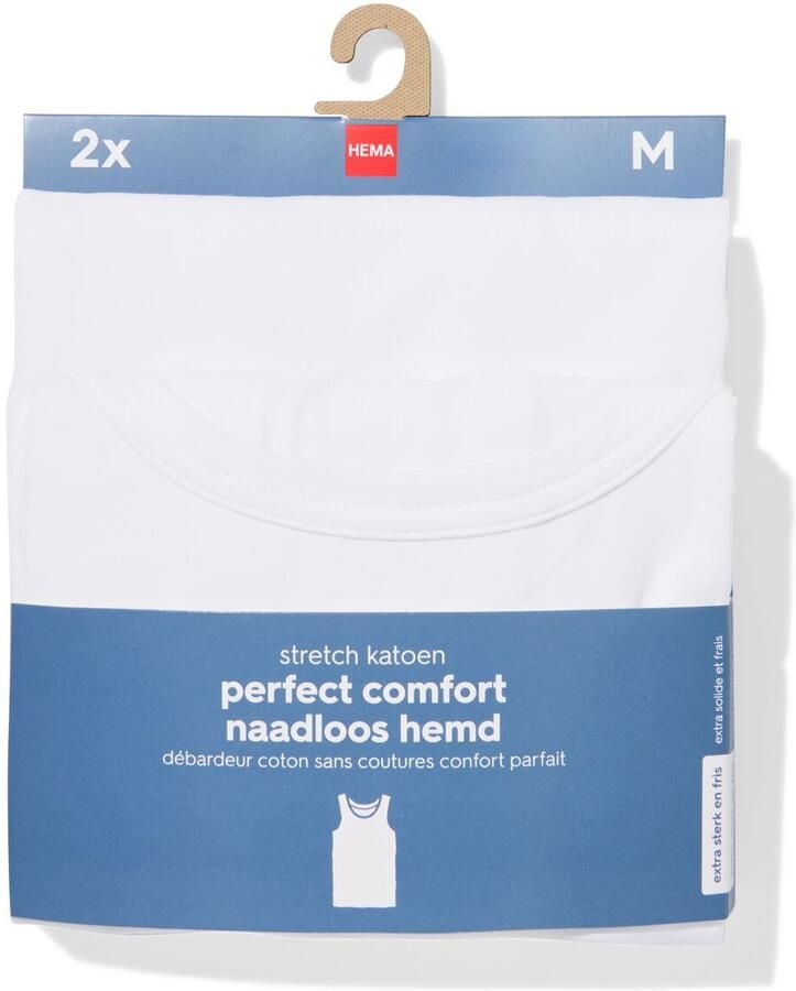 HEMA Herenhemden Perfect Comfort Naadloos 2 Stuks Wit (wit) - Foto 2
