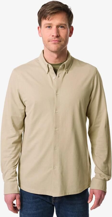 HEMA Herenoverhemd Billy Piqué Beige (beige)