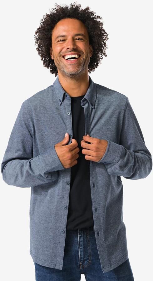 HEMA Herenoverhemd Billy Pique Donkerblauw (donkerblauw) - Foto 2