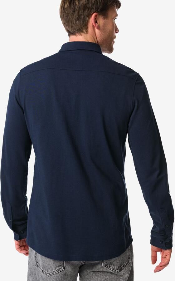 HEMA Herenoverhemd Billy Piqué Donkerblauw (donkerblauw) - Foto 2