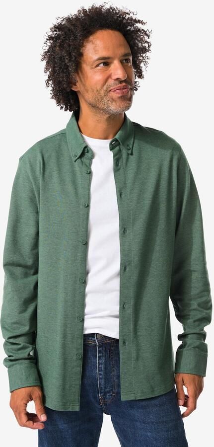 HEMA Herenoverhemd Billy Pique Donkergroen (donkergroen) - Foto 2