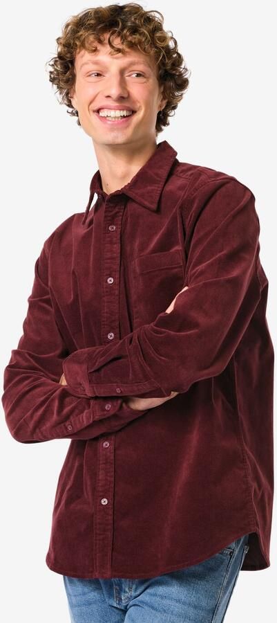 HEMA Herenoverhemd Corduroy Bordeauxrood (bordeauxrood) - Foto 2