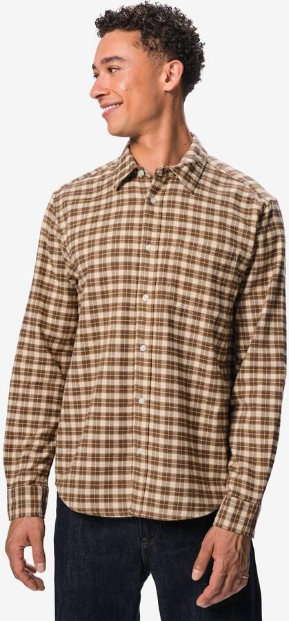HEMA Herenoverhemd Flanel Ruit Middenbruin