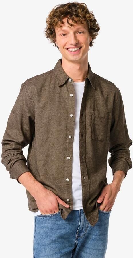 HEMA Herenoverhemd Maurice Flanel Bruin (bruin) - Foto 2