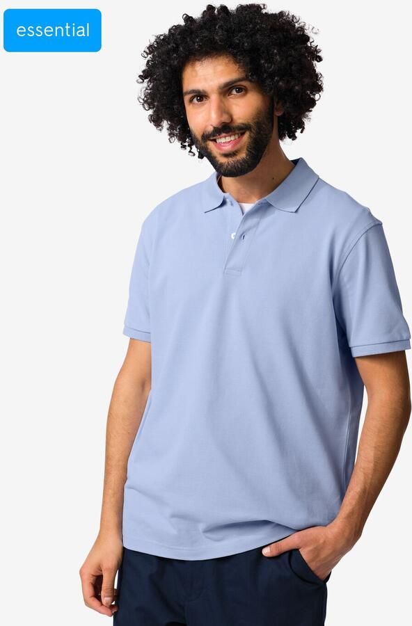 HEMA Herenpolo Denton Regular Fit Piqué Lichtblauw (lichtblauw)