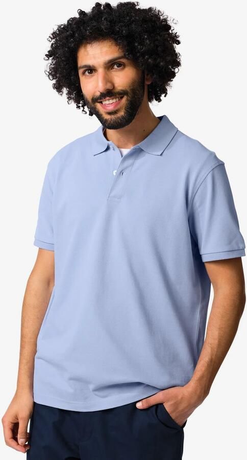 HEMA Herenpolo Denton Regular Fit Piqué Lichtblauw (lichtblauw)