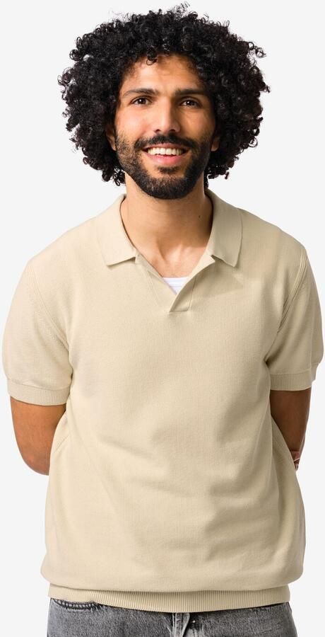 HEMA Herenpolo Kris Structuur Beige (beige)