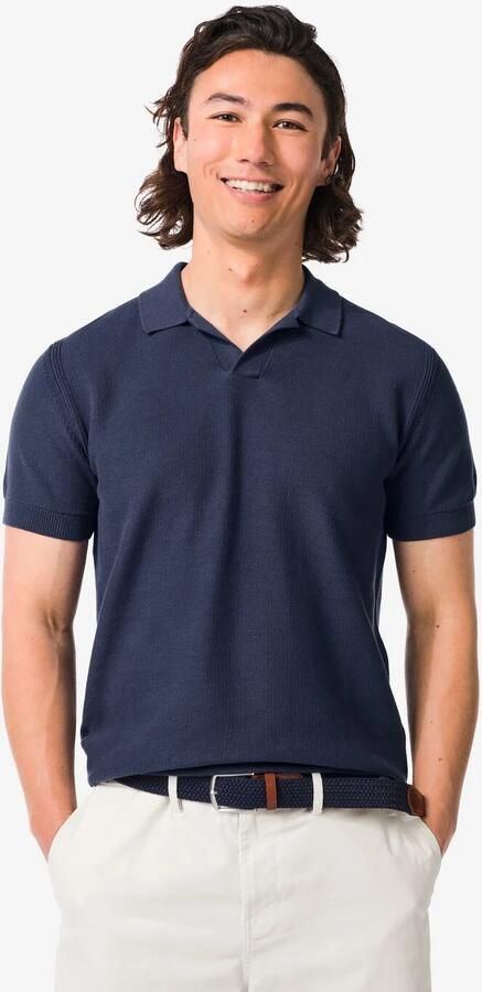 HEMA Herenpolo Kris Structuur Donkerblauw (donkerblauw)