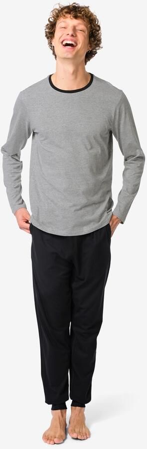 HEMA Herenpyjama Contrast Grijsmelange (grijsmelange) - Foto 2