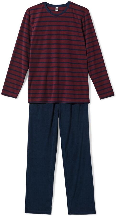 HEMA Herenpyjama Jersey Strepen Donkerrood