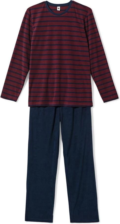 HEMA Herenpyjama Jersey Strepen Donkerrood