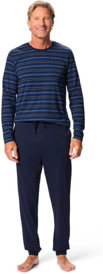 HEMA Herenpyjama Jesse Strepen Donkerblauw