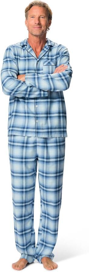 HEMA Herenpyjama Ruiten Middenblauw