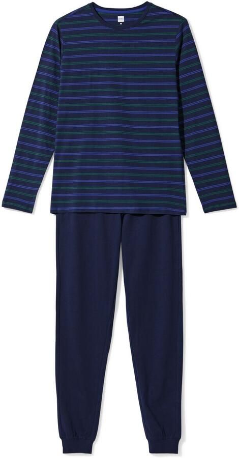 HEMA Herenpyjama Strepen Donkerblauw (donkerblauw)