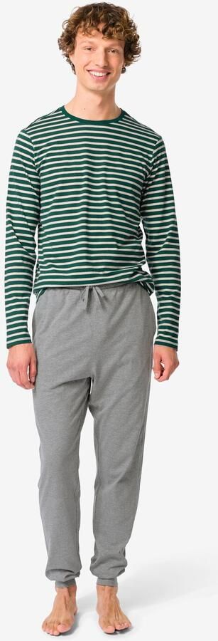 HEMA Herenpyjama Strepen Donkergroen (donkergroen)