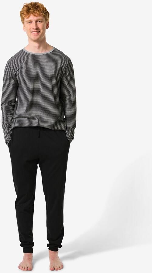 HEMA Herenpyjama Strepen Zwart (zwart) - Foto 2