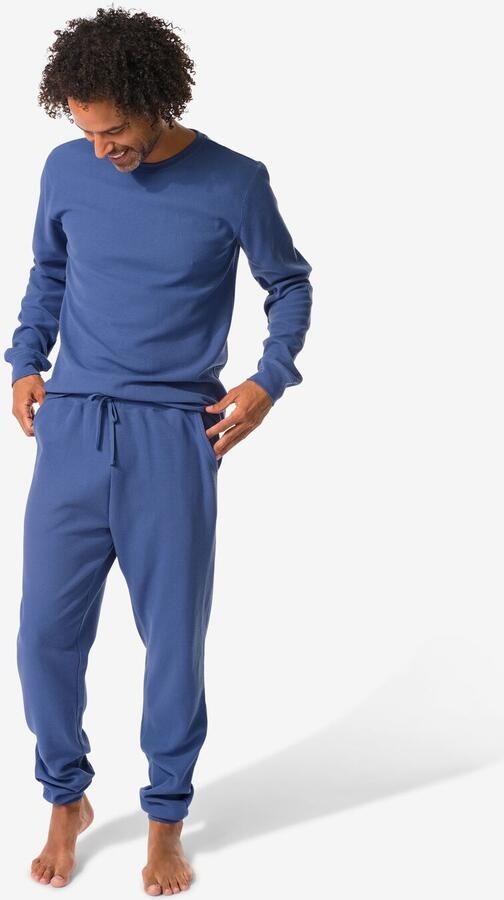 HEMA Herenpyjama Wafel Blauw (blauw) - Foto 2