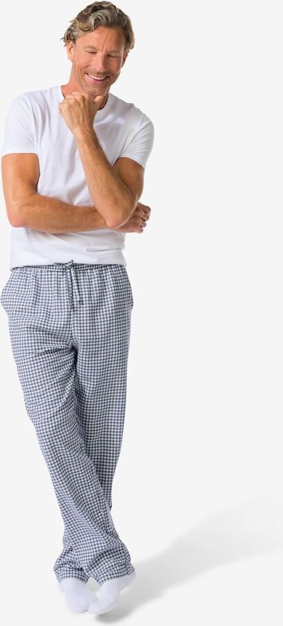 HEMA Herenpyjamabroek Flanel Ruiten Donkerblauw (donkerblauw)
