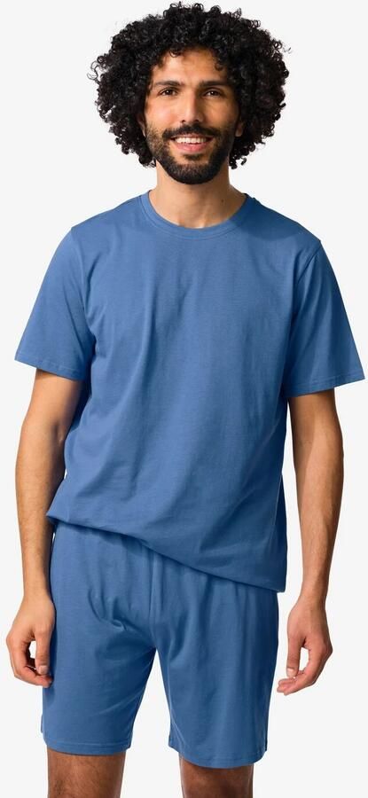 HEMA Herenshortama Jaap Jersey Middenblauw (middenblauw) - Foto 2