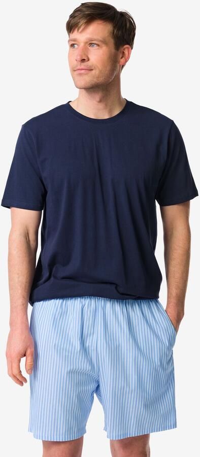 HEMA Herenshortama Philip Jersey Strepen Lichtblauw (lichtblauw)