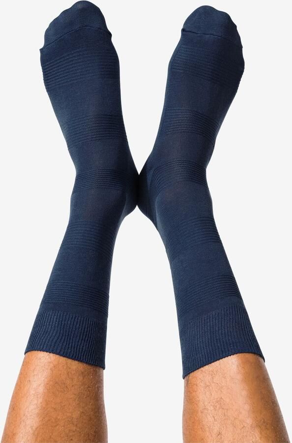 HEMA Herensokken 1 Paar 3D-streep Donkerblauw (donkerblauw)