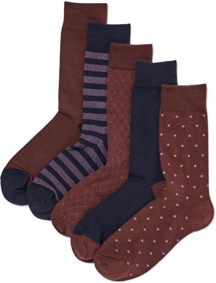 HEMA Herensokken Grafisch 5 Paar Chocoladebruin (chocoladebruin) - Foto 2