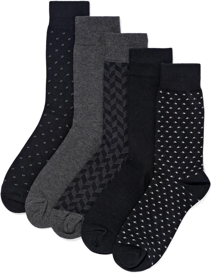 HEMA Herensokken Grafisch 5 Paar Zwart (zwart) - Foto 2