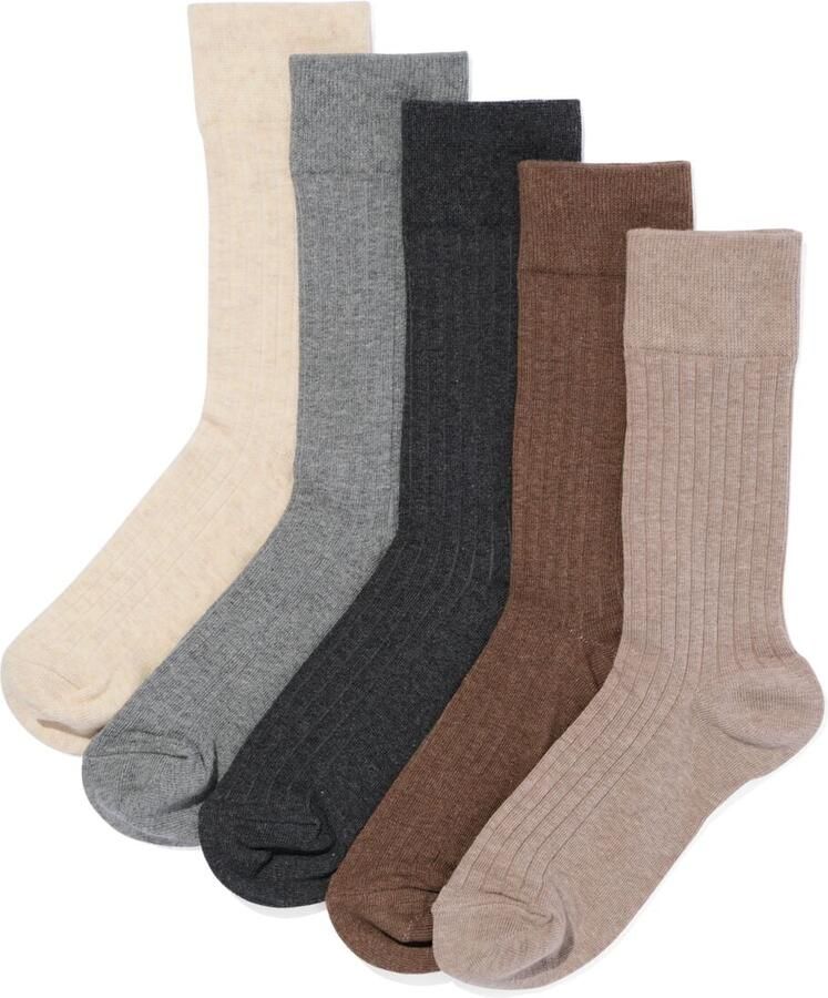 HEMA Herensokken Melange 5 Paar Beige (beige)
