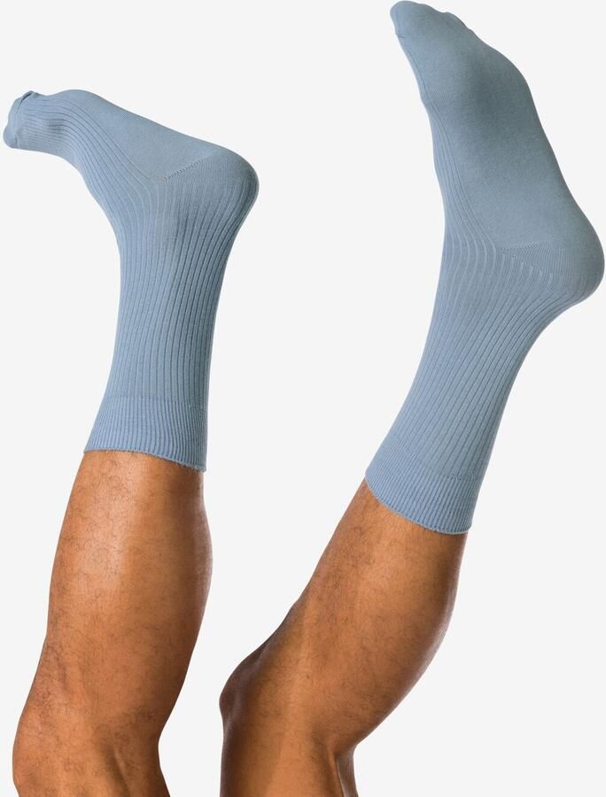 HEMA Herensokken Rib Blauw (blauw)