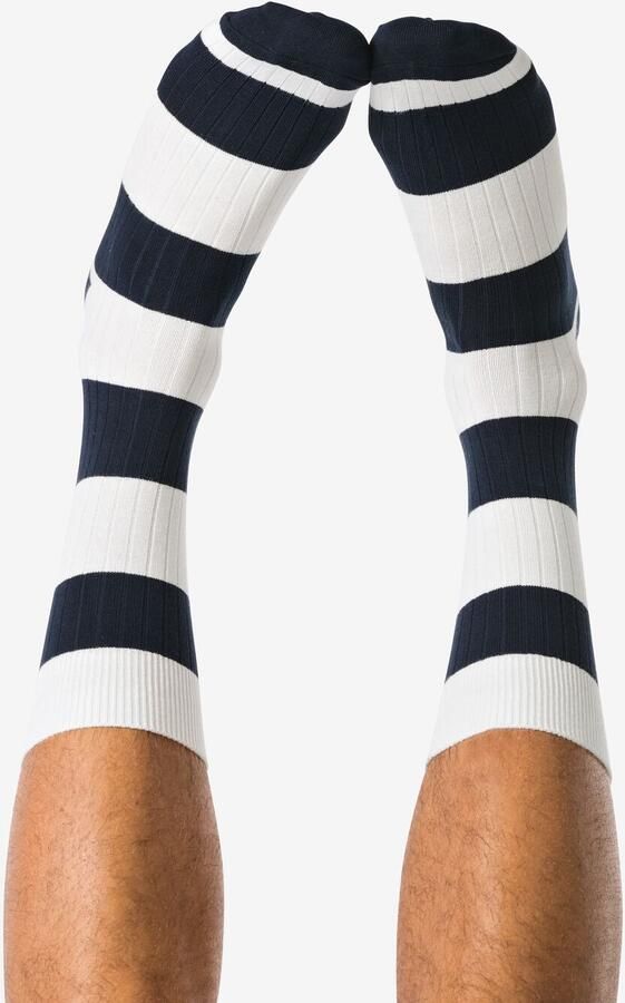 HEMA Herensokken Rib Strepen Donkerblauw (donkerblauw)