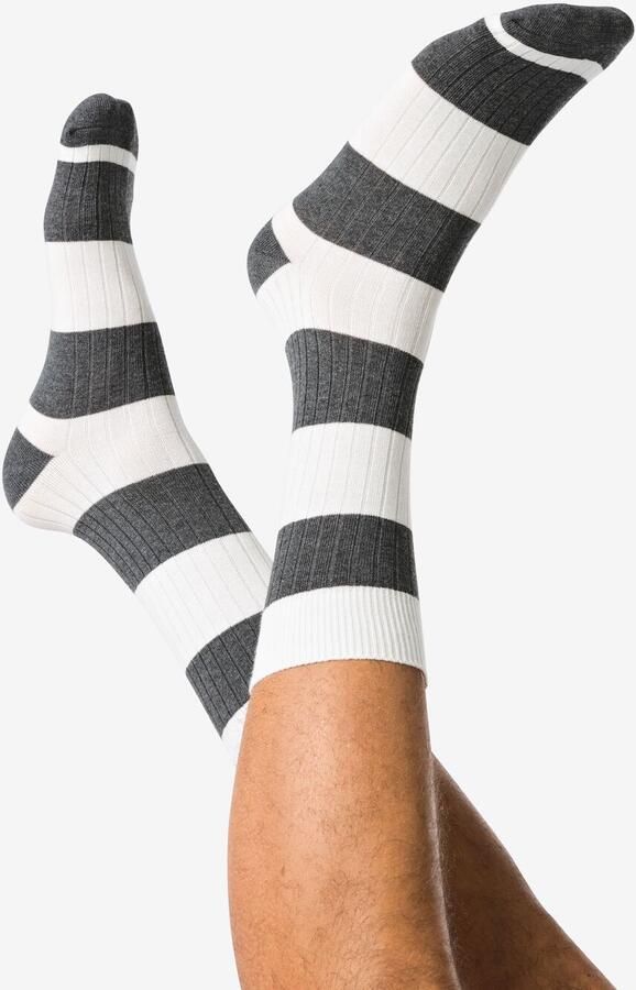 HEMA Herensokken Rib Strepen Donkergrijs (donkergrijs)