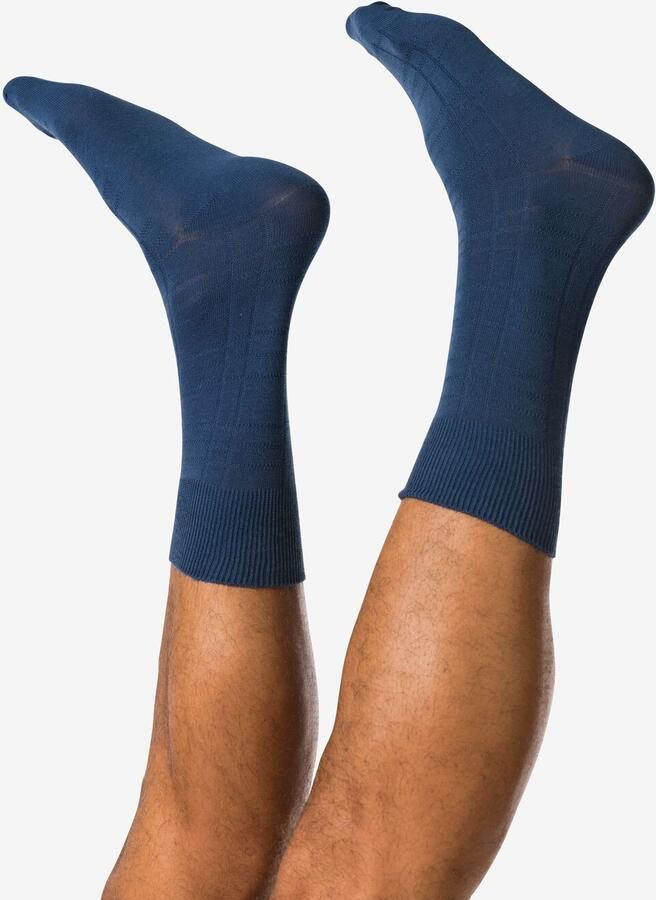 HEMA Herensokken Ruiten Middenblauw (middenblauw)