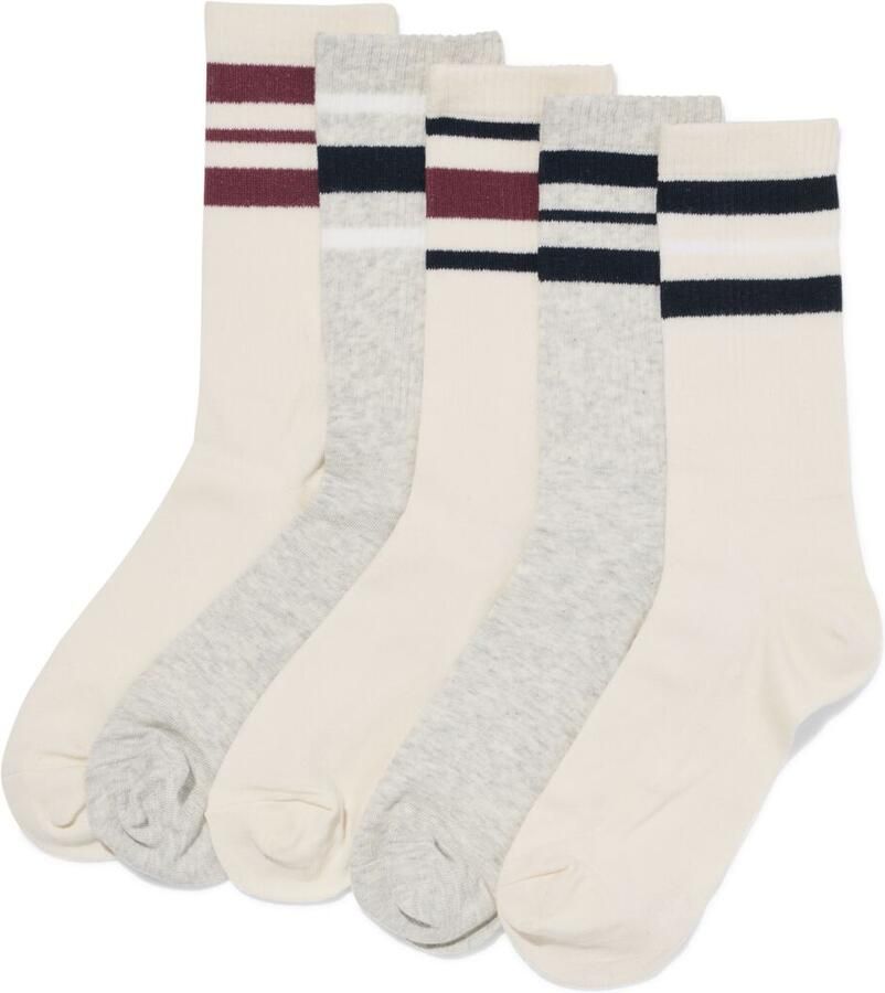 HEMA Herensokken Strepen 5 Paar Beige (beige)