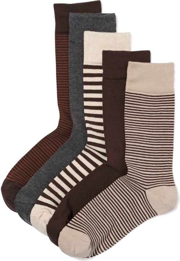 HEMA Herensokken Strepen 5 Paar Taupe (taupe)