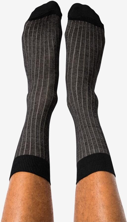 HEMA Herensokken Strepen Zwart (zwart)