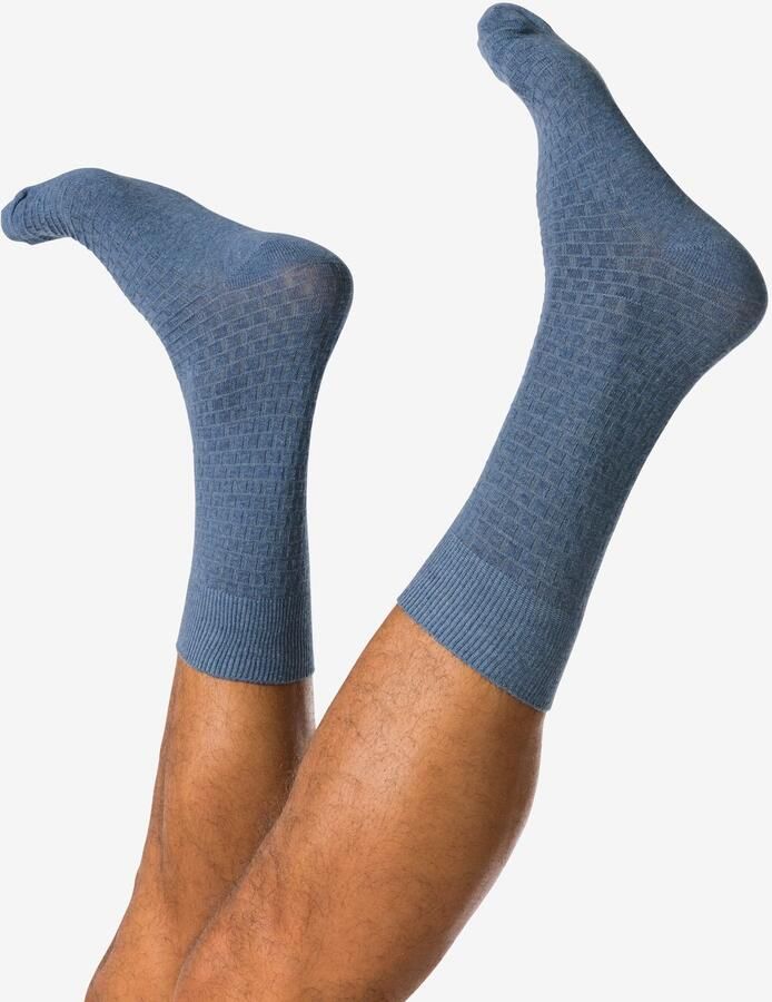 HEMA Herensokken Structuur Middenblauw (middenblauw)