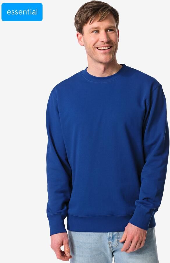 HEMA Herentrui Daryl Regular Fit Sweatstof Felblauw (felblauw)