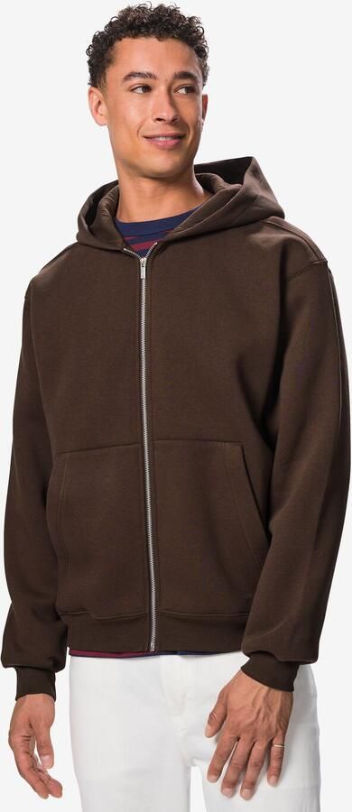 HEMA Herenvest Stan Sweatstof Donkerbruin (donkerbruin)