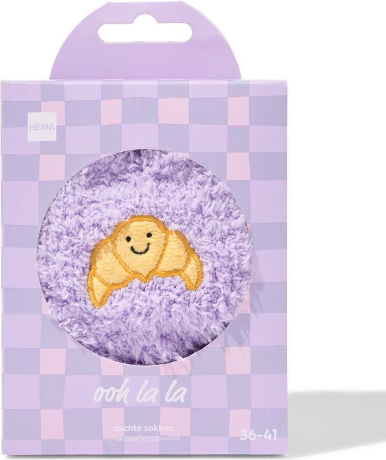 HEMA Huissokken Maat 36-41 Fluffy Croissant Lila