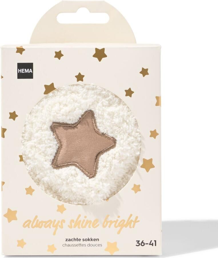 HEMA Huissokken Maat 36-41 Fluffy Ster Crème
