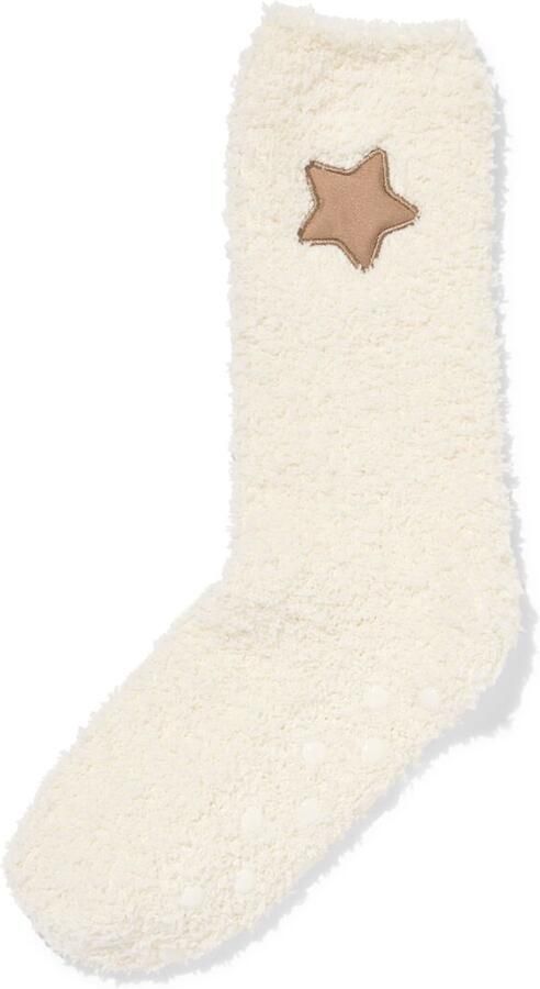 HEMA Huissokken Maat 36-41 Fluffy Ster Crème
