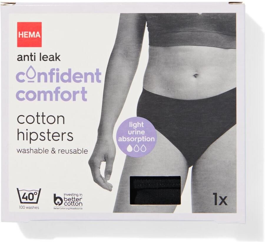 HEMA Incontinentiehipster Katoen Voor Licht Urineverlies Zwart (zwart)