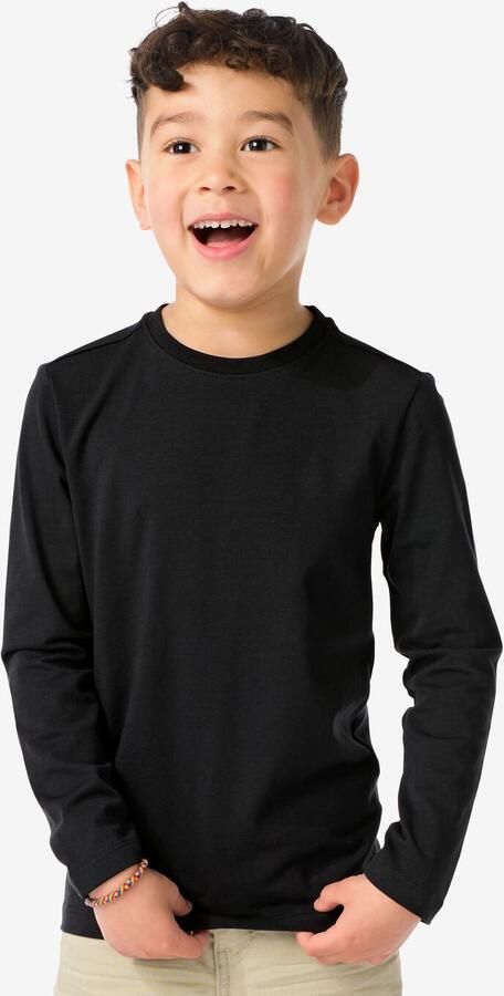HEMA Kinder Basis T-shirts Stretch Katoen 2 Stuks Zwart (zwart)