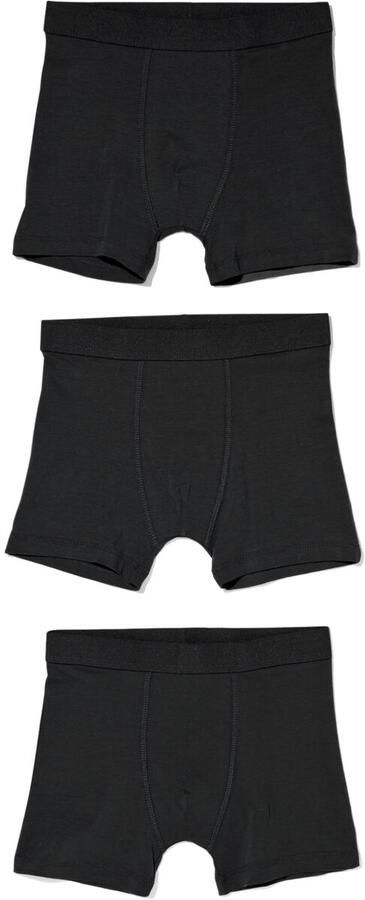HEMA Kinder Boxers Basic Stretch Katoen 3 Stuks Zwart (zwart)