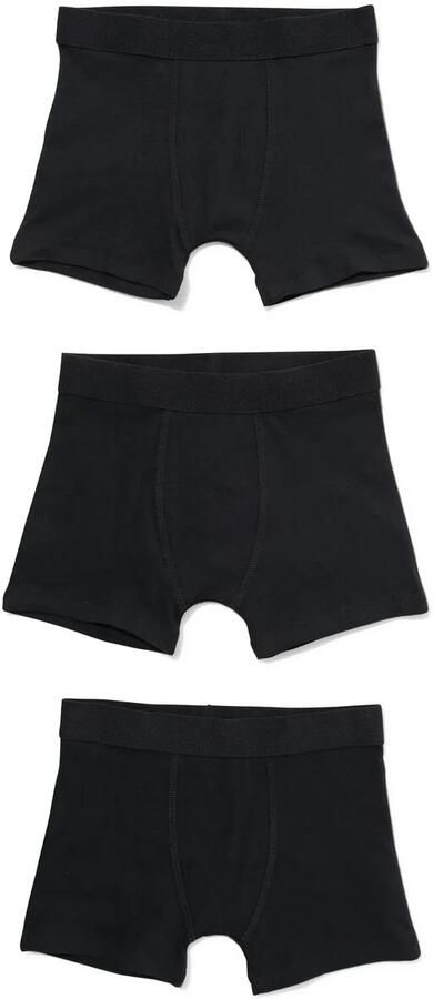 HEMA Kinder Boxers Katoen stretch 3 Stuks Zwart