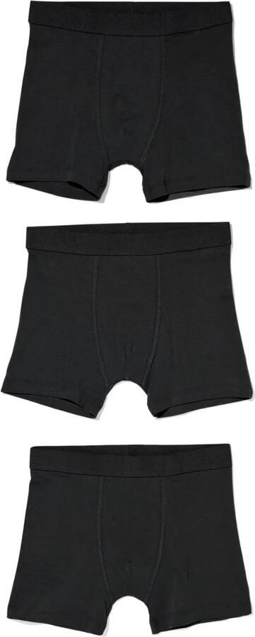 HEMA Kinder Boxers Basic Stretch Katoen 3 Stuks Zwart (zwart)