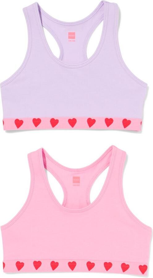 HEMA Kinder Crop Tops Hartjes 2 Stuks Roze (roze) - Foto 2