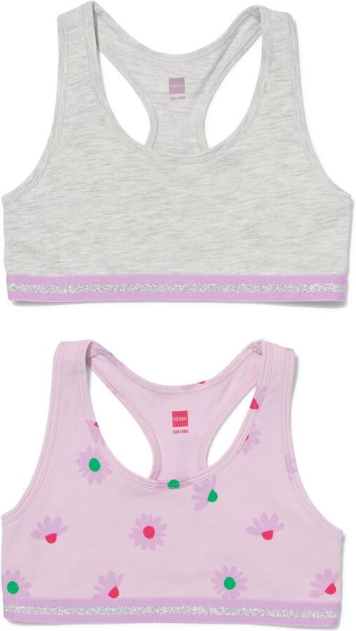 HEMA Kinder Croptops Stretch Katoen 2 Stuks Lila (lila)