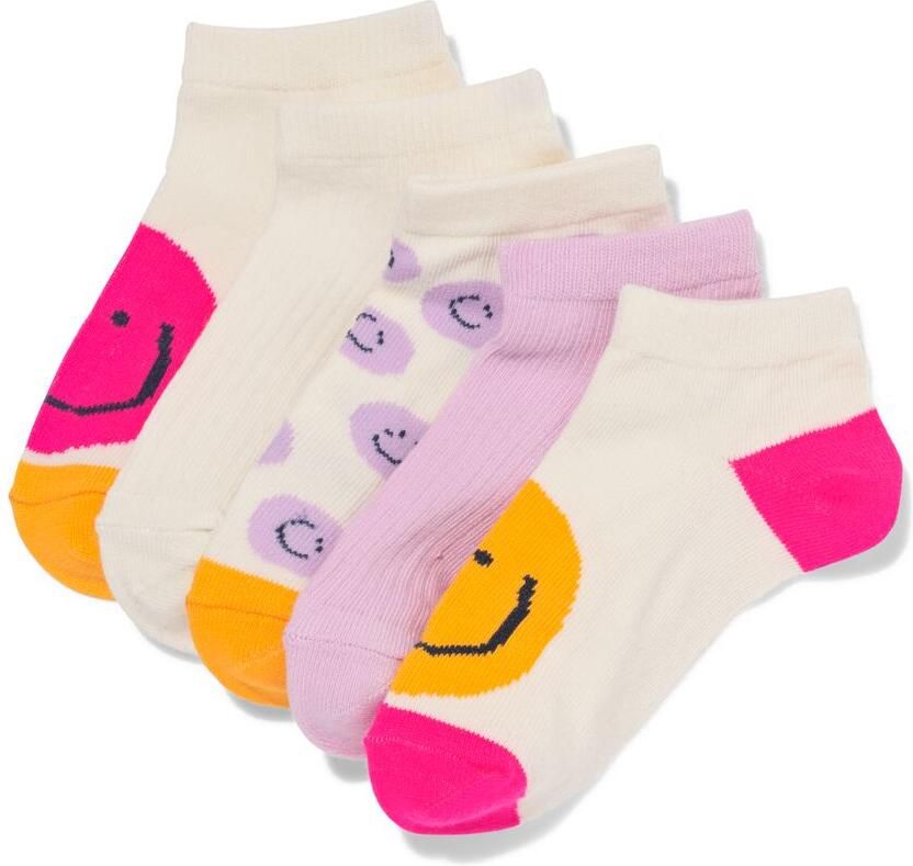 HEMA Kinder Enkelsokken Gezichtjes 5 Paar Beige (beige)