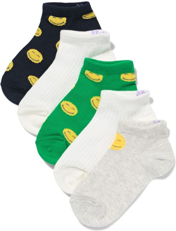 HEMA Kinder Enkelsokken Gezichtjes 5 Paar Zwart (zwart) - Foto 2